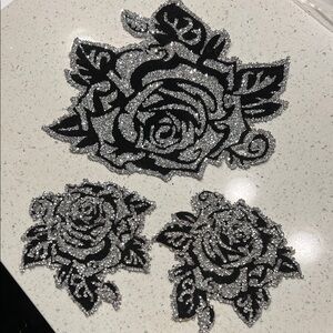 Black and Silver Rose Appliques